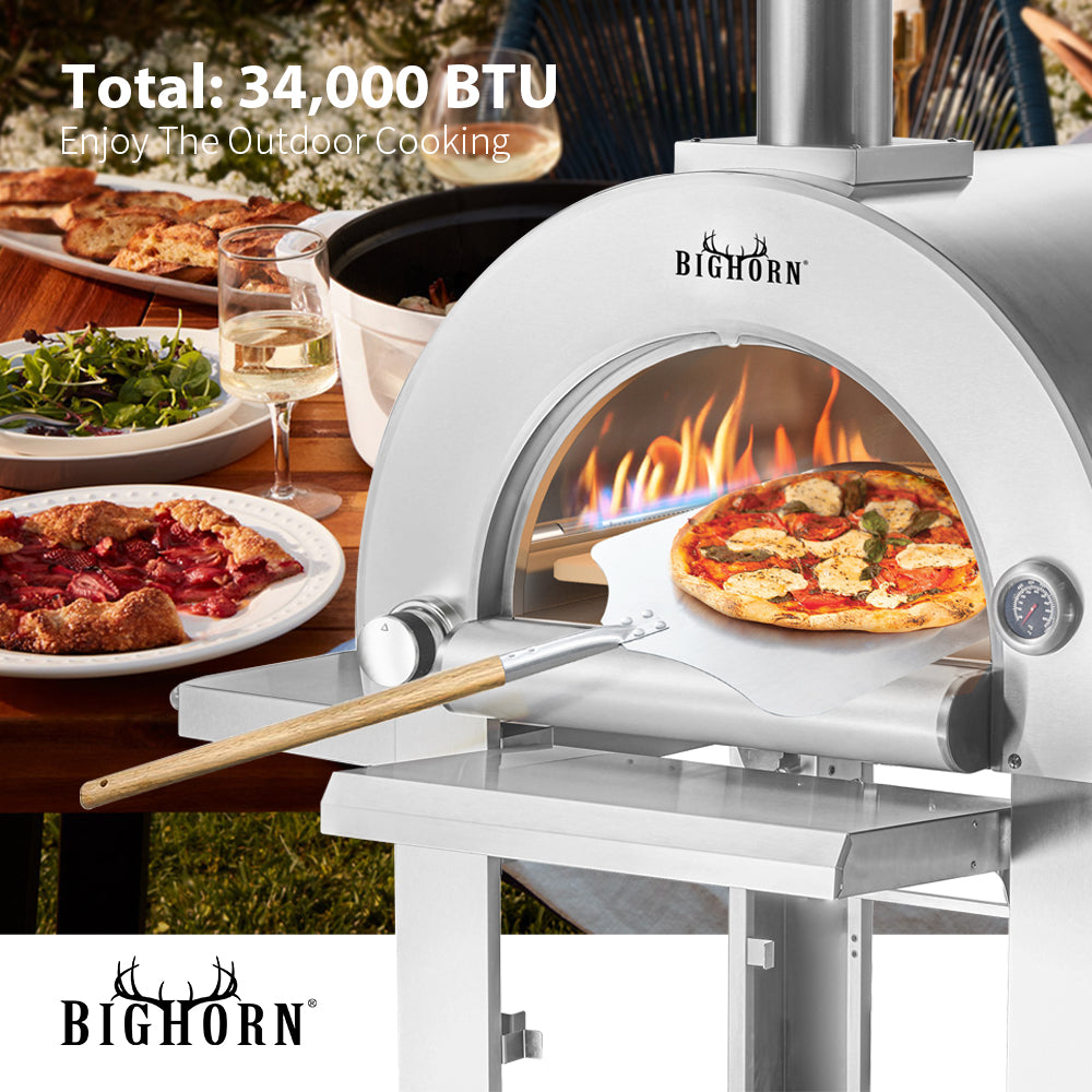 Big Horn Outdoors Stainless Steel Freestanding Propane Pizza Oven