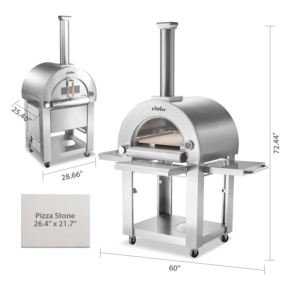 Big Horn Outdoors Stainless Steel Freestanding Propane Pizza Oven