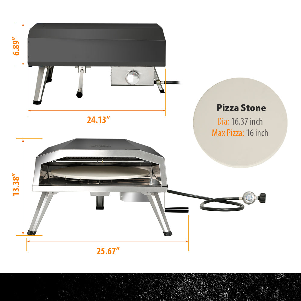 16 in. Propane Pizza Oven, w/Rotating Pizza Stone