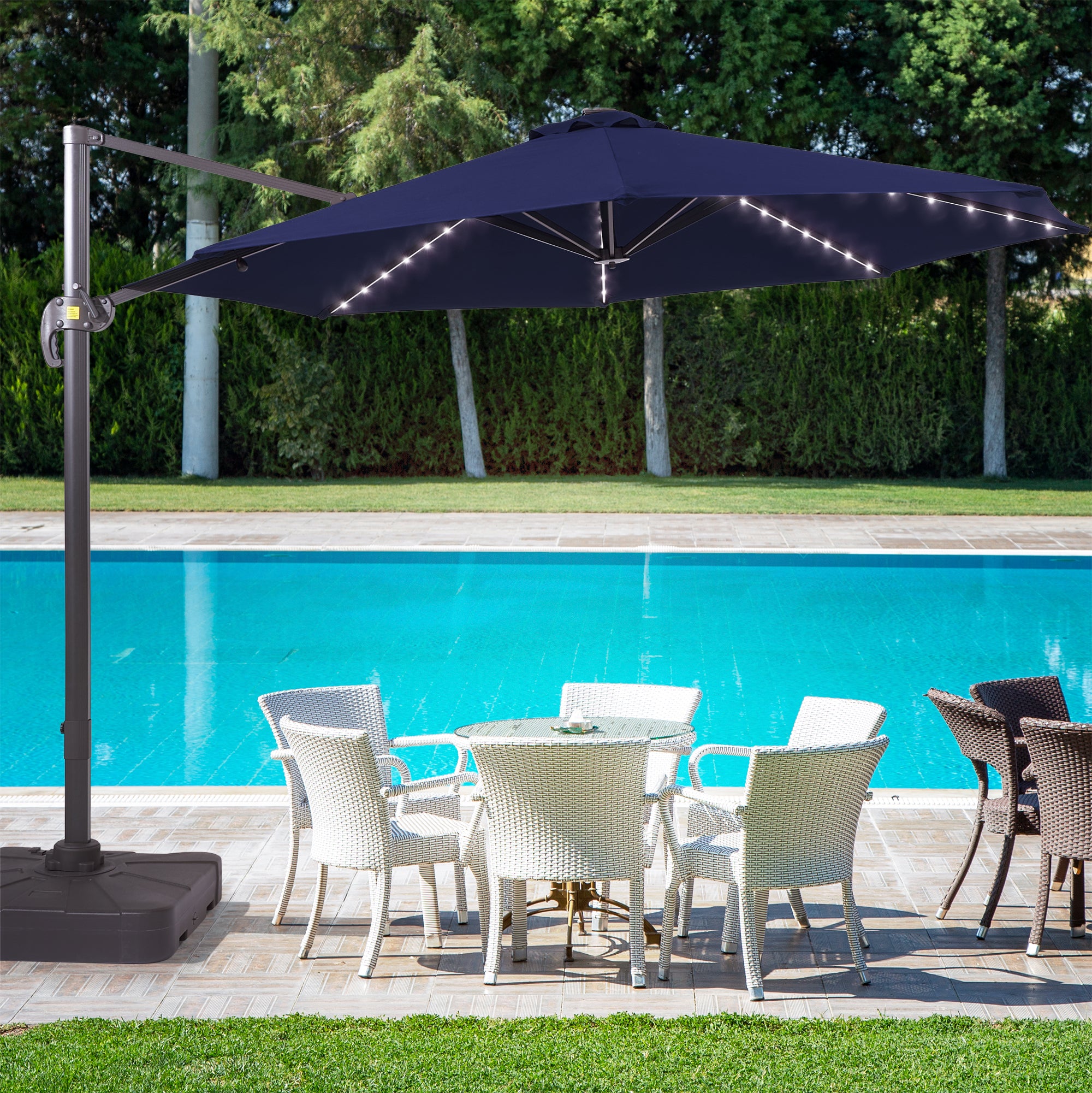 11 FT Solar-Powered LED Lights Patio Cantilever Umbrella – grillncomfort 11 FT Solar-Powered LED Lights Patio Cantilever Umbrella – grillncomfort