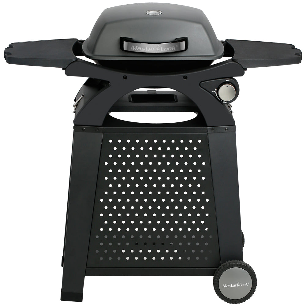 Liquid Propane Grill Portable Cart Table Gas Grill Table Top 2 in 1 BBQ Grill Outdoor Cooking Tailgating Camping RV Propane Barbecue Grill with Side Table Wheel Grill Cart