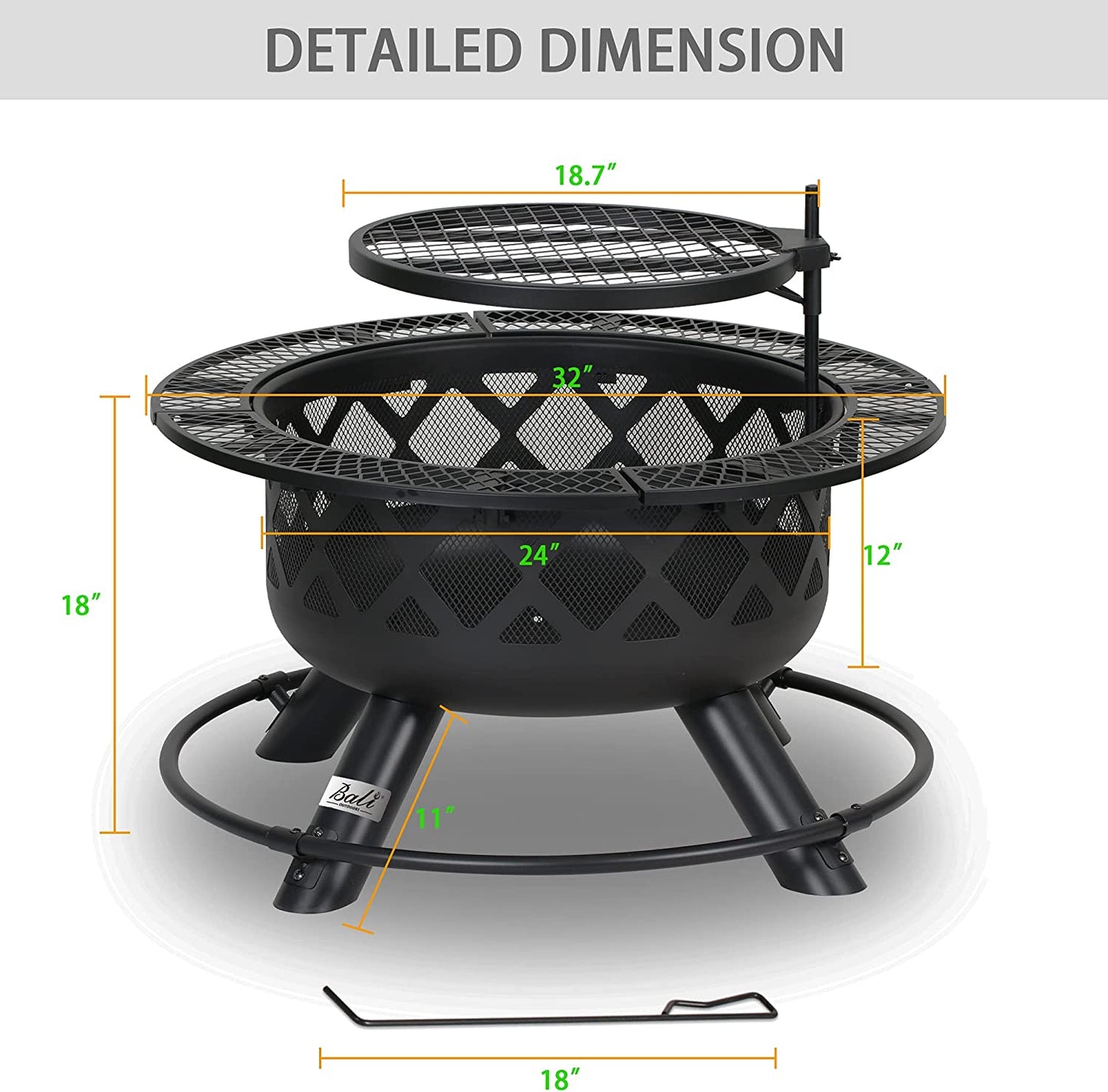32” Wood Fire Pit w/ Grill