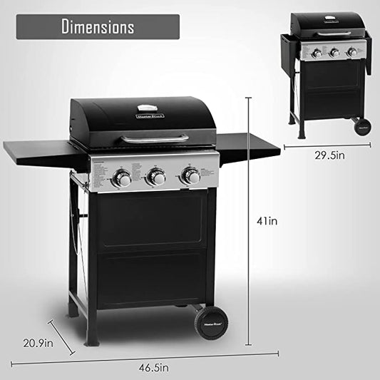 3 Burner Black and Stainless Steel BBQ