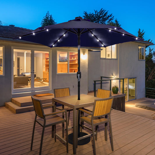7.5 ft Solar-Powered LED Lights Patio Umbrella