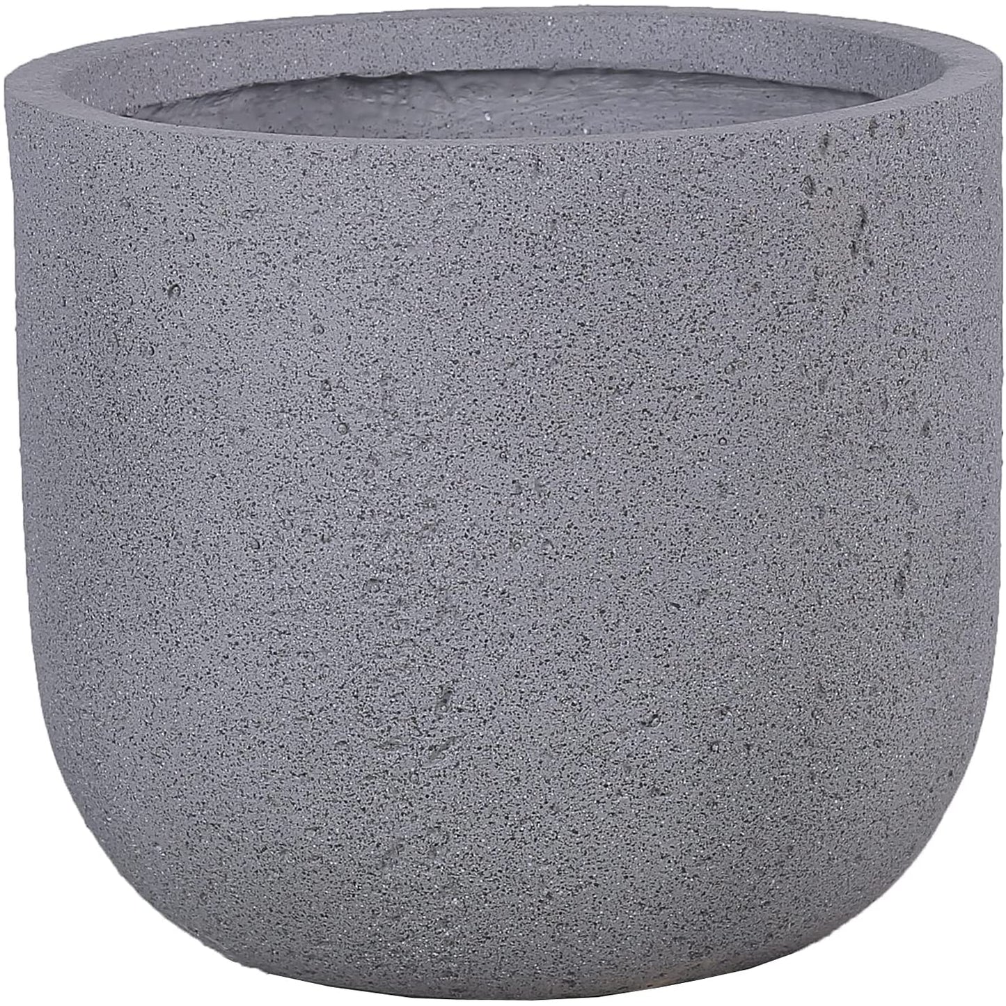 Grey Travertine Round Concrete Planter Pots | Unique Design | Handicraft | UV-Resistant and Eco-Friendly | Drainage Hole with Plug