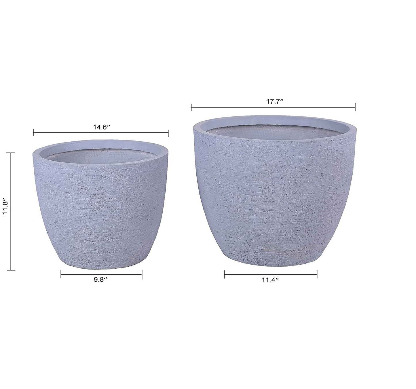 Grey Skyline Lightweight Round Concrete Planter Pots | Unique Design | Handicraft | UV-Resistant and Eco-Friendly | Drainage Hole with Plug