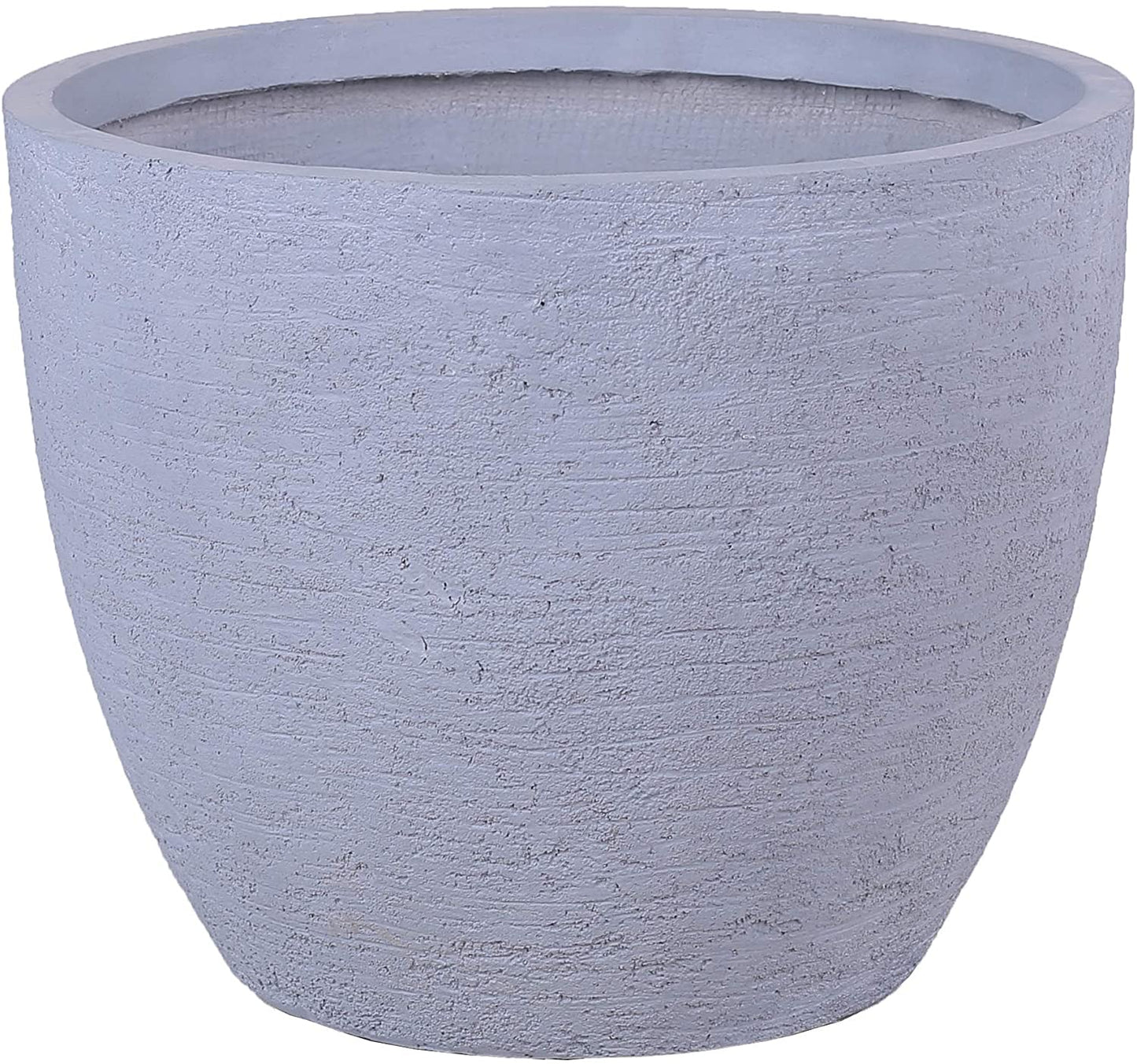 Grey Skyline Lightweight Round Concrete Planter Pots | Unique Design | Handicraft | UV-Resistant and Eco-Friendly | Drainage Hole with Plug