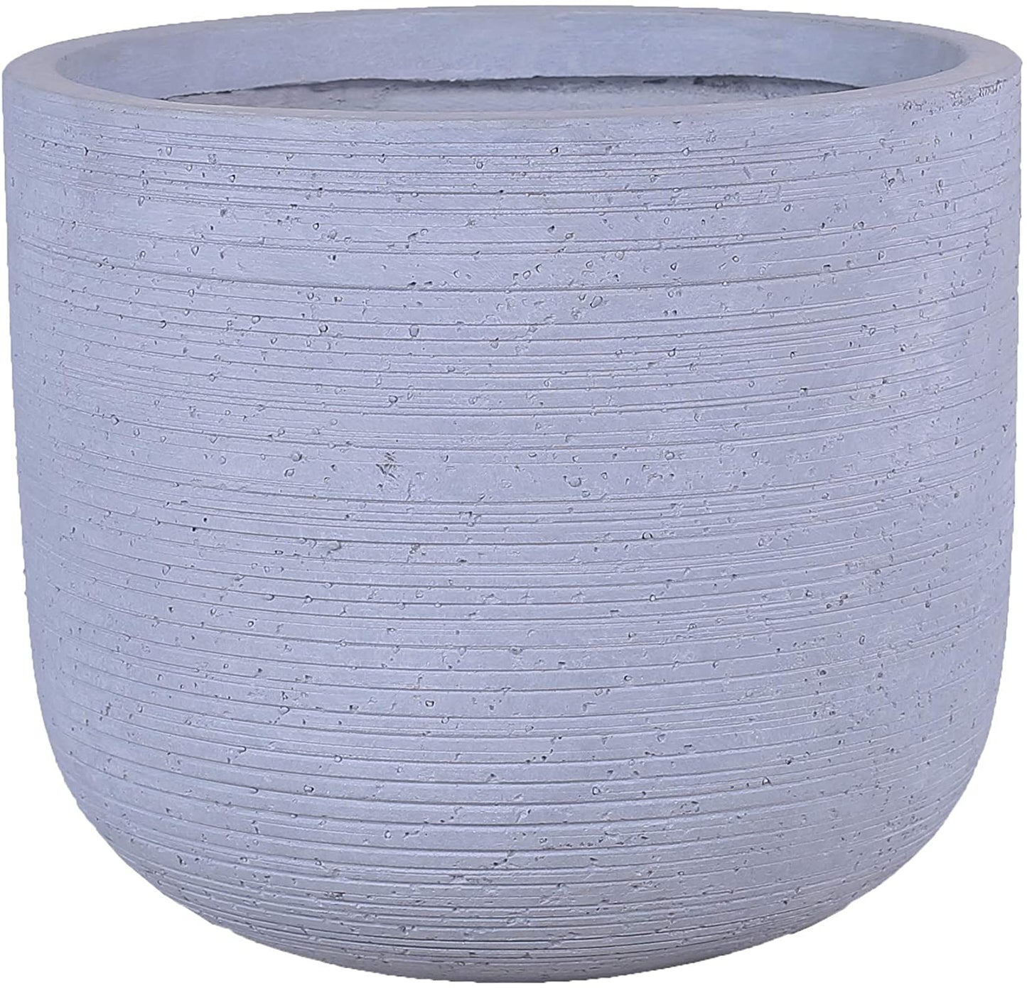 Grey Skyline Round Concrete Planter Pots | Unique Design | Handicraft | UV-Resistant and Eco-Friendly | Drainage Hole with Plug