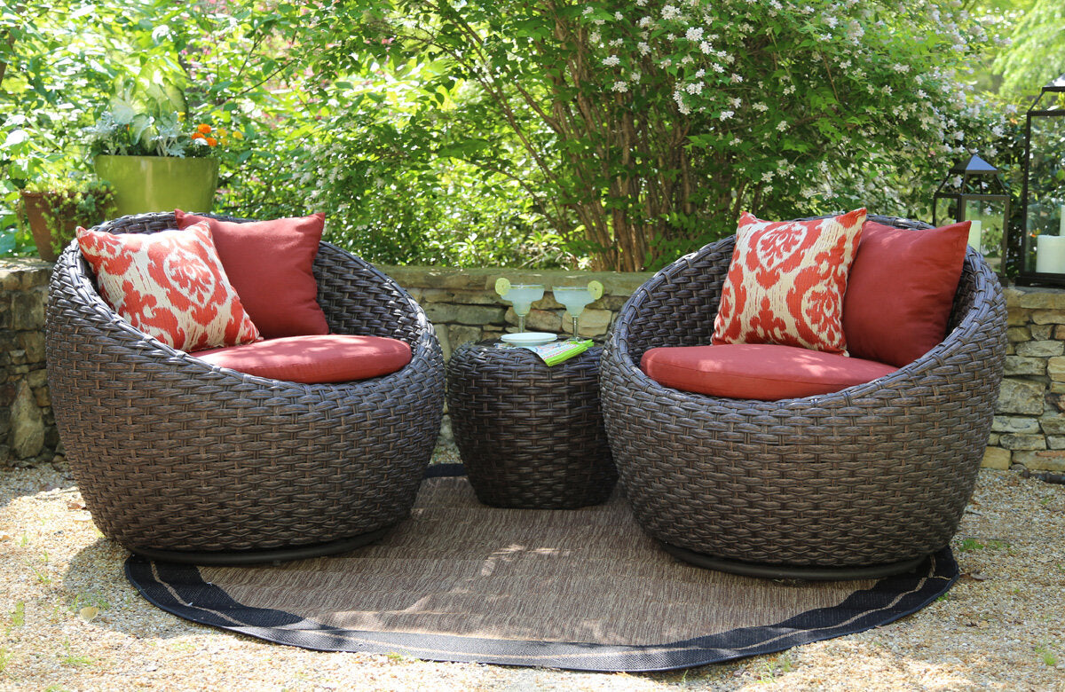 Corona 3pc Swivel Deep Seating Set With fire table included