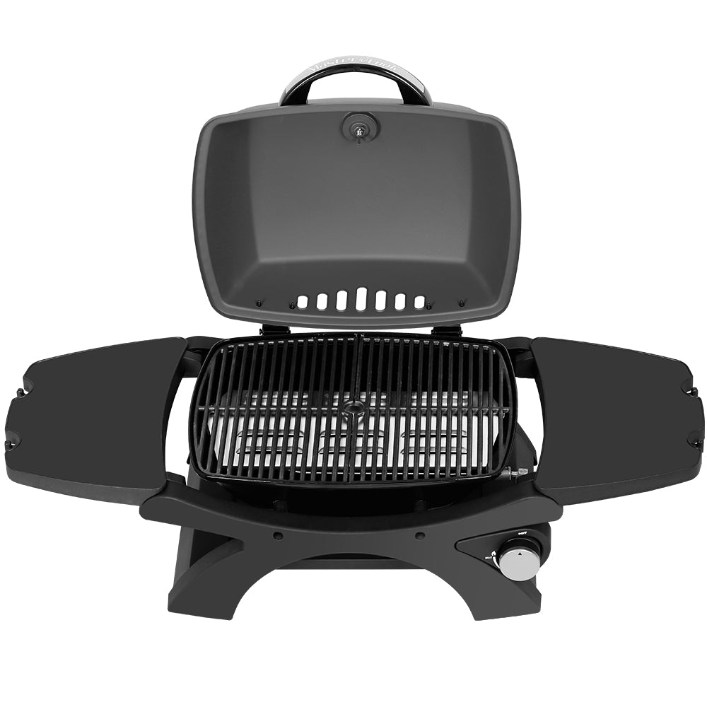 Liquid Propane Grill Portable Cart Table Gas Grill Table Top 2 in 1 BBQ Grill Outdoor Cooking Tailgating Camping RV Propane Barbecue Grill with Side Table Wheel Grill Cart