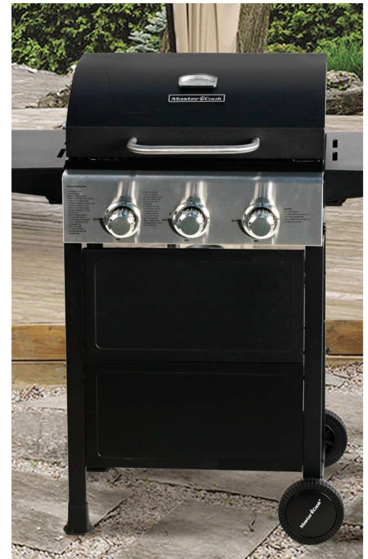 3 Burner Black and Stainless Steel BBQ