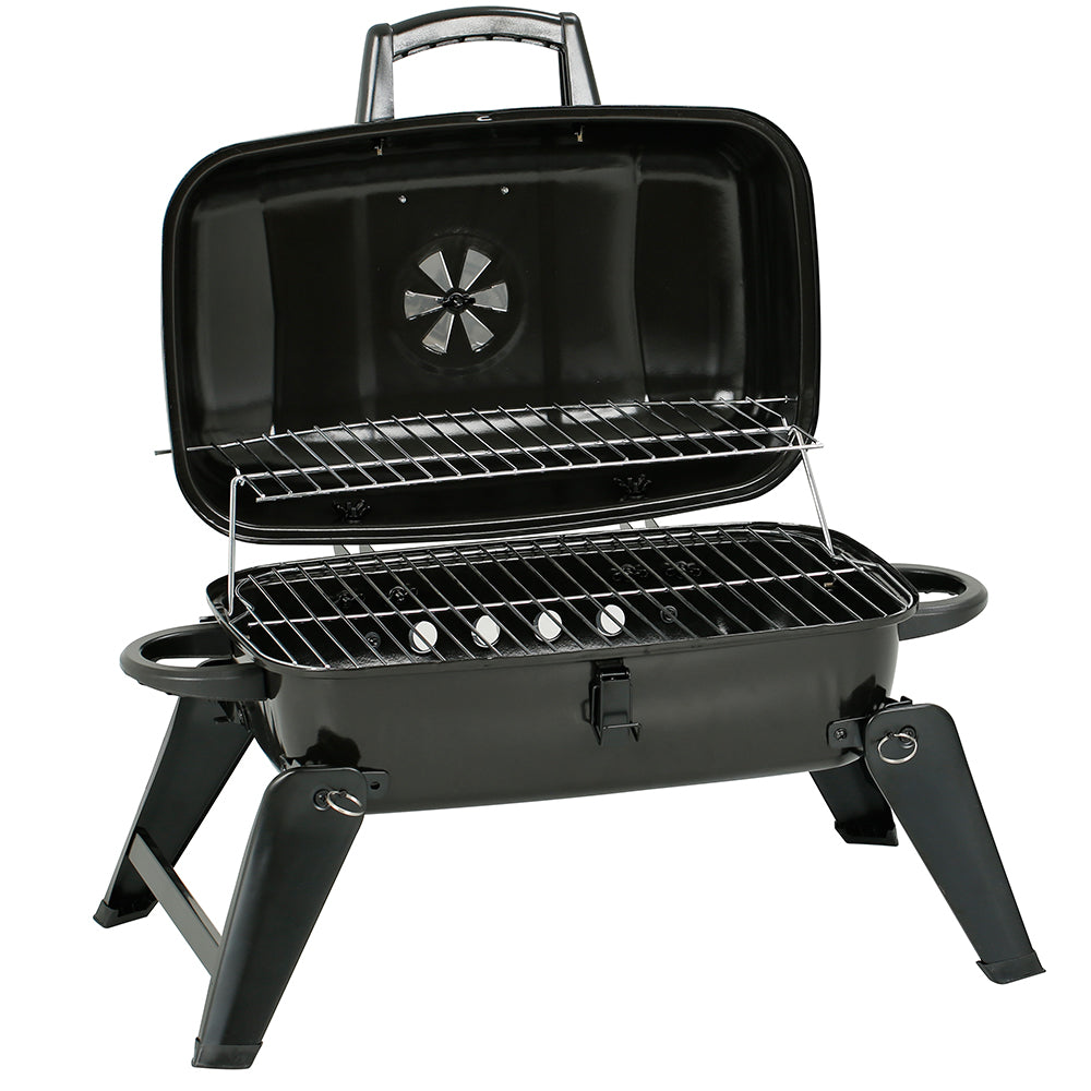 17 In. Portable Grill, Charcoal Grill, Folding Tabletop Grill in Black