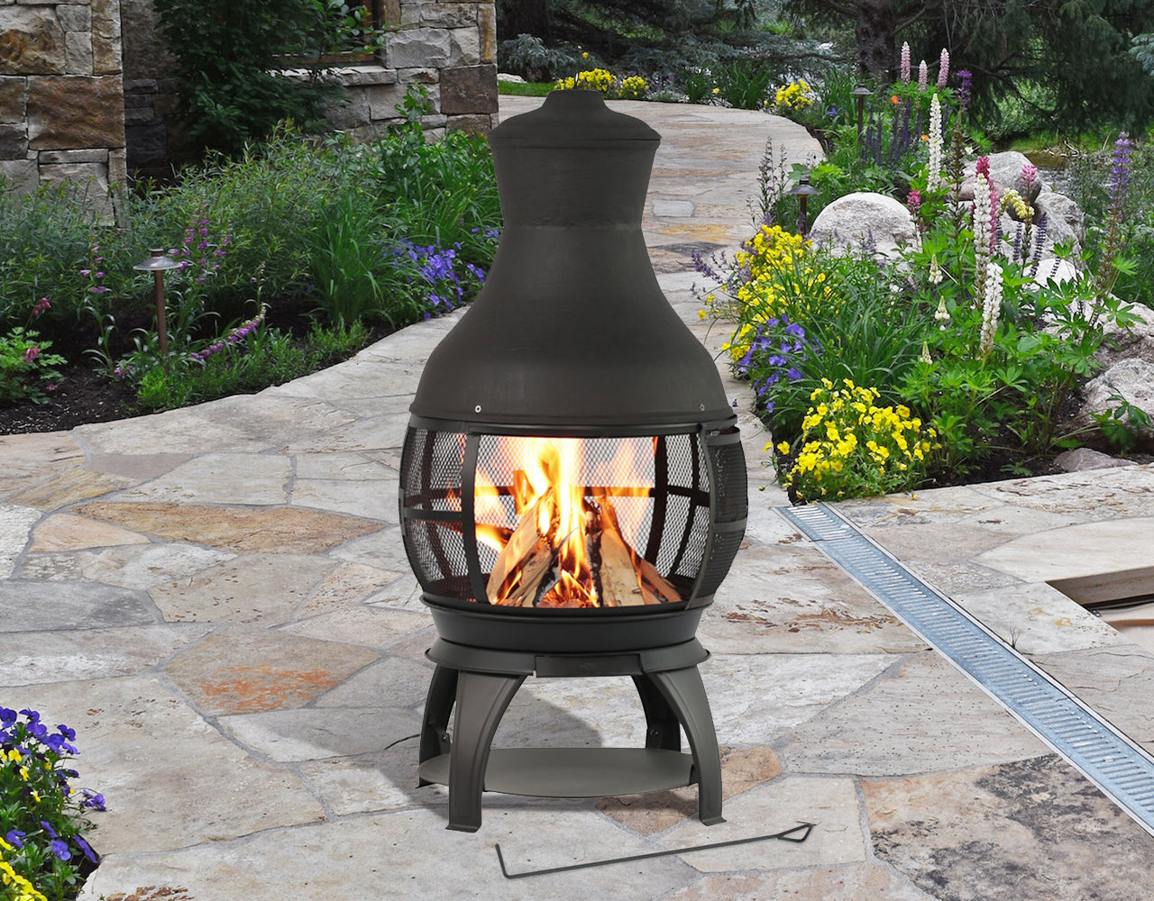 45” Cast Stone Wood Burning Chimnea