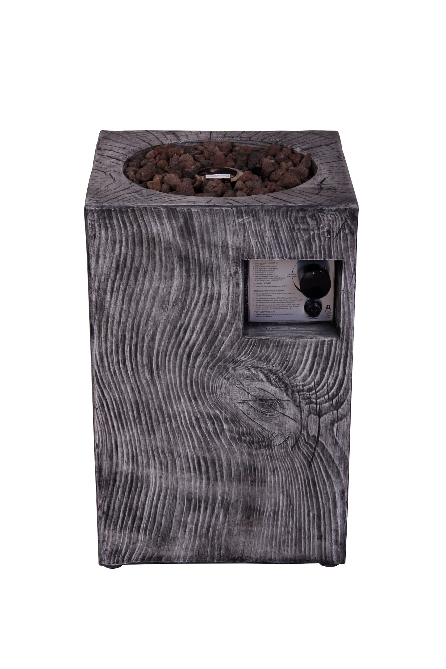 Outdoor Propane Fire Pit, 30000 BTU Column Propane Fire Pit, Wood-Look Surface