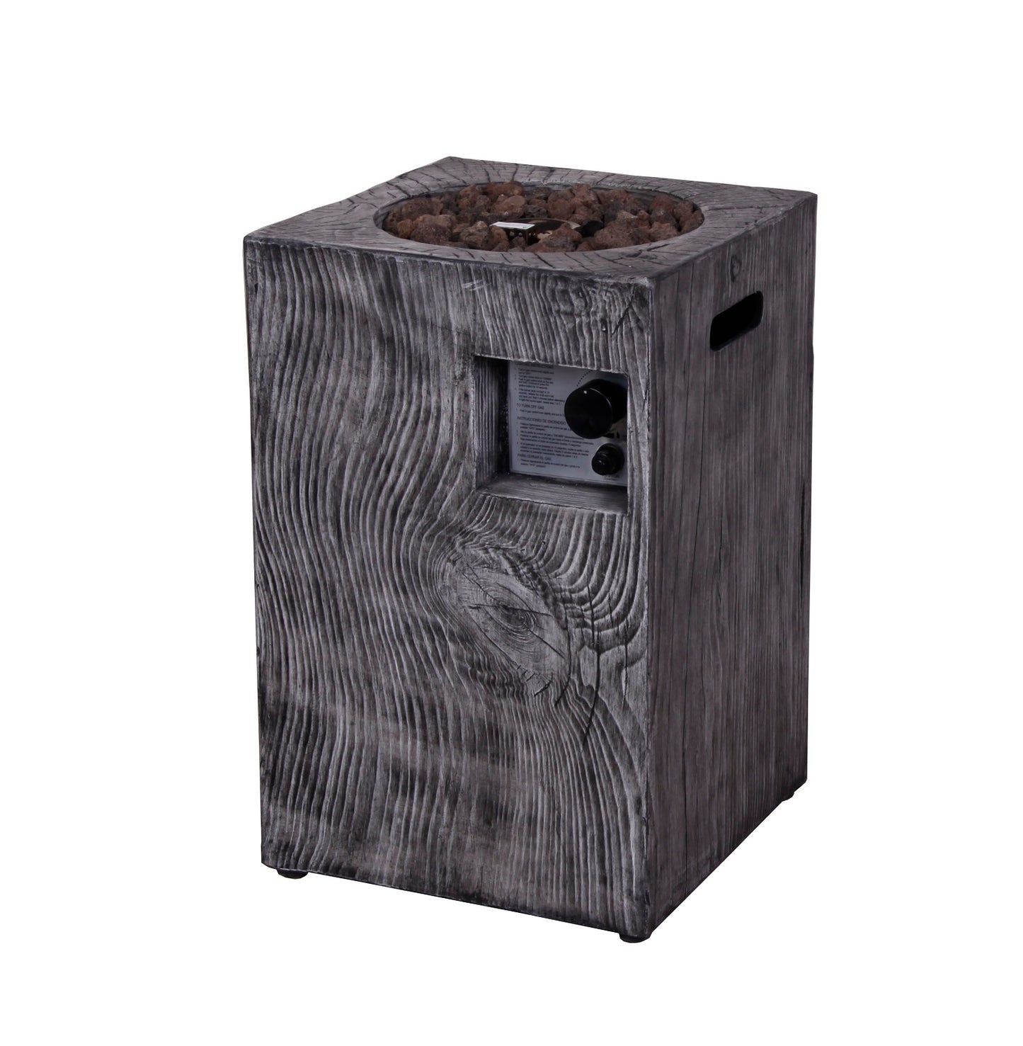 Outdoor Propane Fire Pit, 30000 BTU Column Propane Fire Pit, Wood-Look Surface
