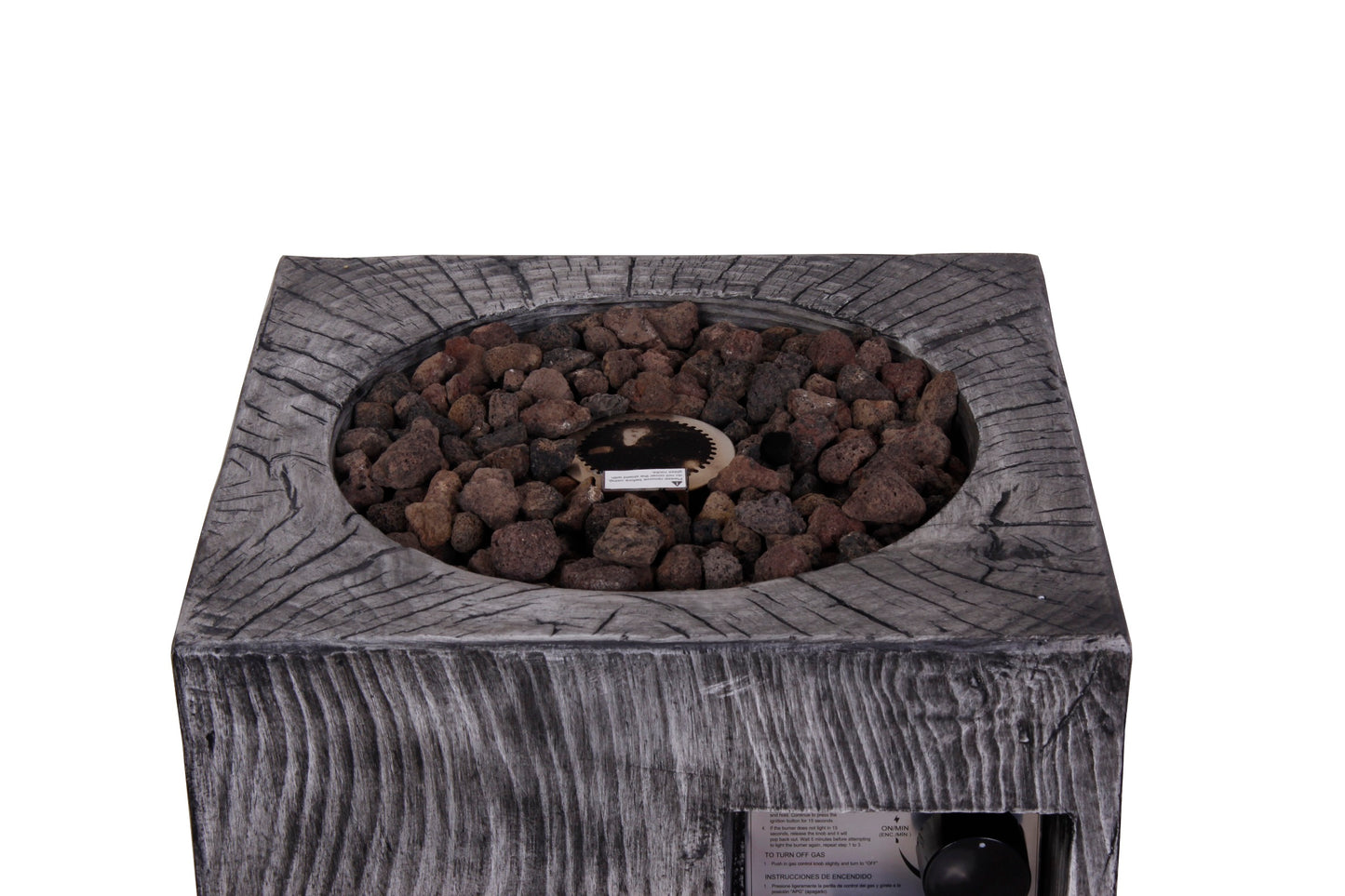 Outdoor Propane Fire Pit, 30000 BTU Column Propane Fire Pit, Wood-Look Surface