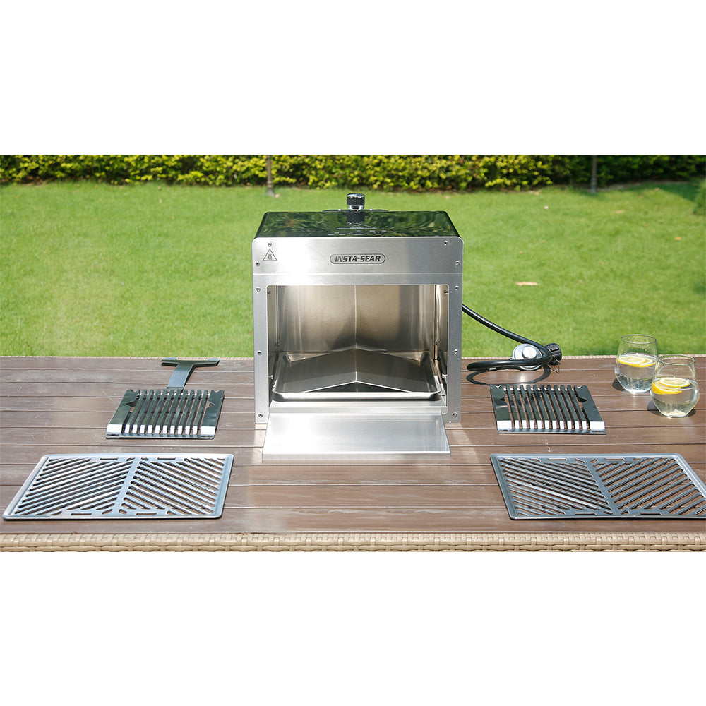 Outdoor Portable Infrared Propane Gas Grill, Tabletop Cooking Steak Grill 15 in. Stainless Steel with Cooking Grid