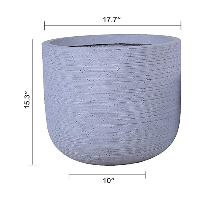 Grey Skyline Round Concrete Planter Pots | Unique Design | Handicraft | UV-Resistant and Eco-Friendly | Drainage Hole with Plug