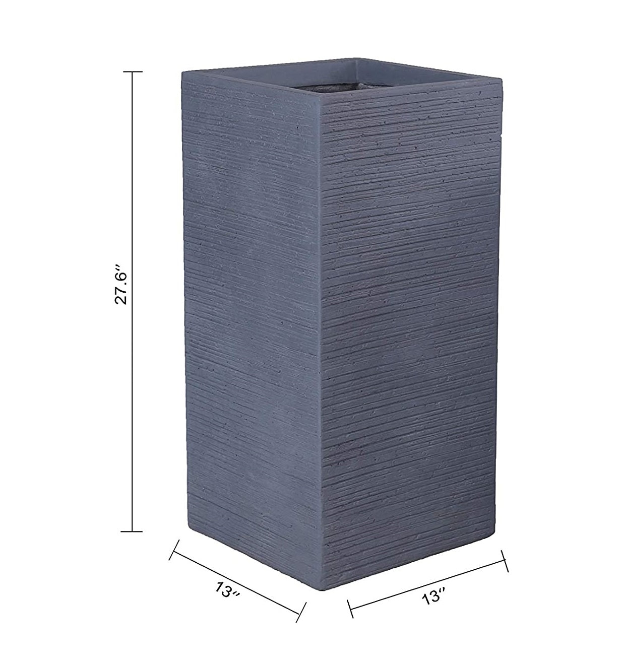 Grey Skyline Lightweight Tall Square Concrete Planter Pots | Unique Design | Handicraft | UV-Resistant and Eco-Friendly | Drainage Hole with Plug