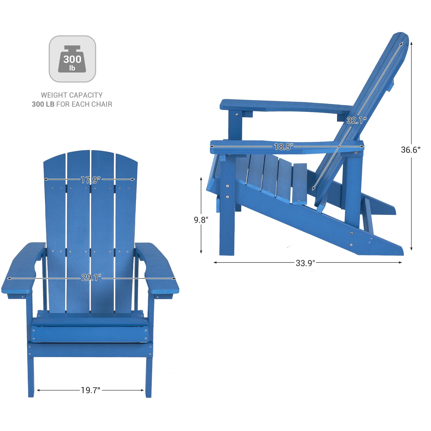 4 Slat Polywood Adirondack chair