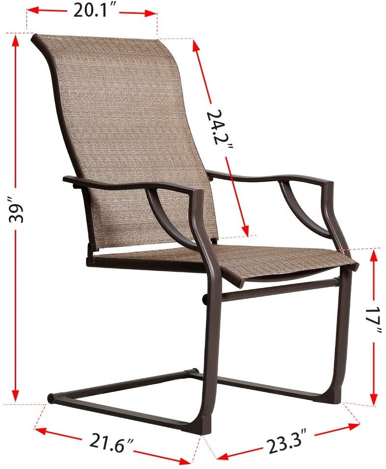 Spring Motion Patio Dining Chairs Set of 2 for Outdoor Lawn Garden Backyard