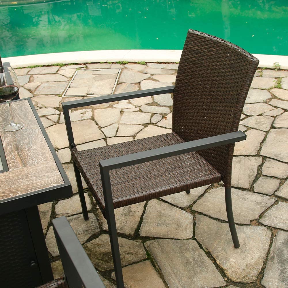 Outdoor Wicker Patio Dining Set, Set of 2 Stackable Chairs