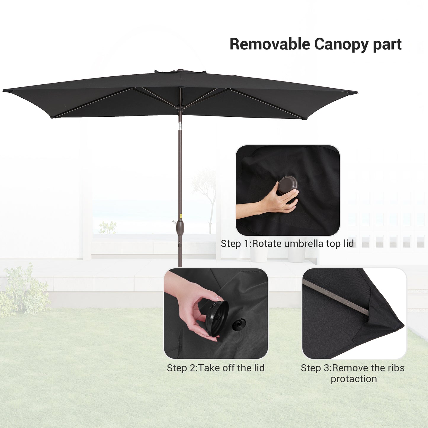 10 x 6.5 ft Rectangular Patio Umbrella