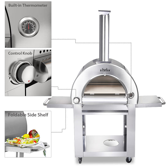 Big Horn Outdoors Stainless Steel Freestanding Propane Pizza Oven