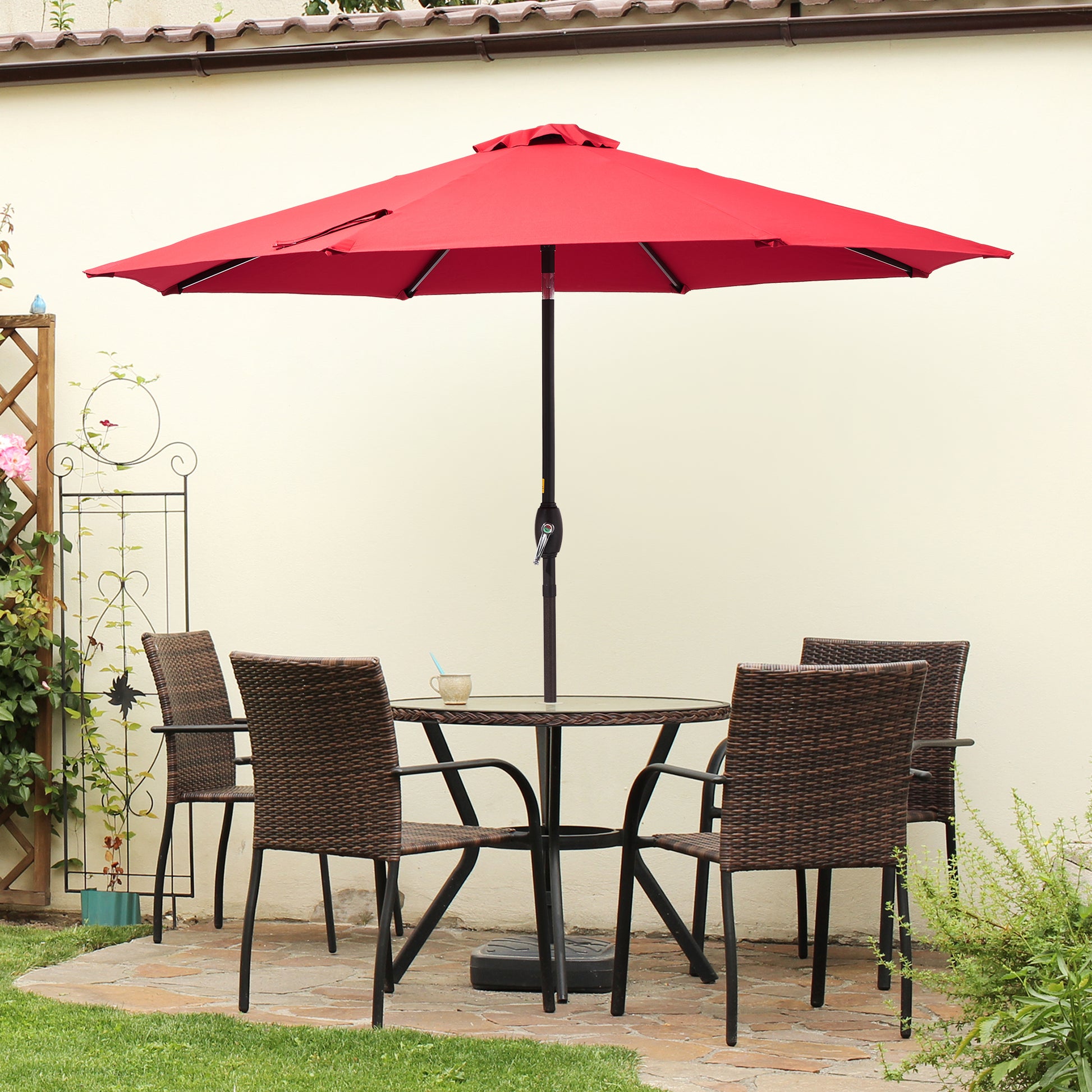 9 ft aluminum patio umbrella in chili 9 ft Aluminum Patio Umbrella – grillncomfort