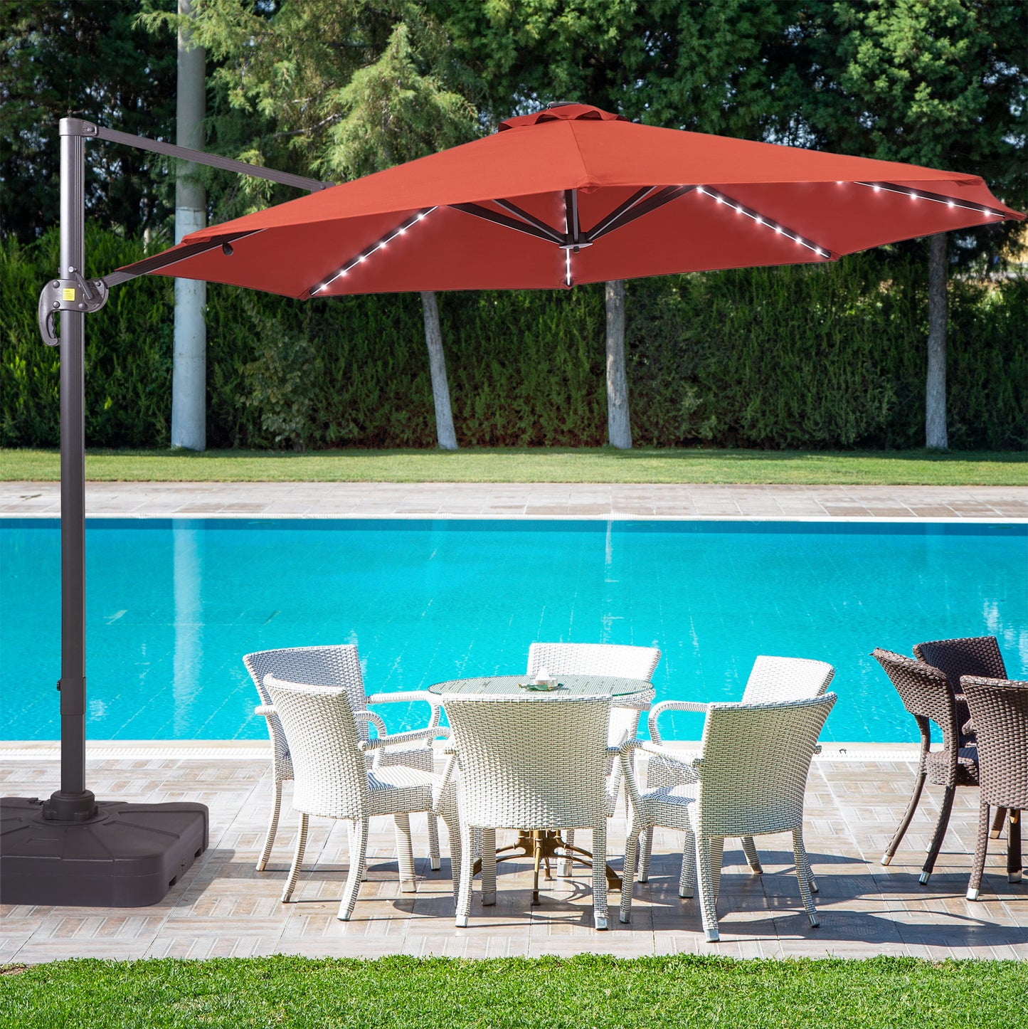 11 FT Solar-Powered LED Lights Patio Cantilever Umbrella – grillncomfort