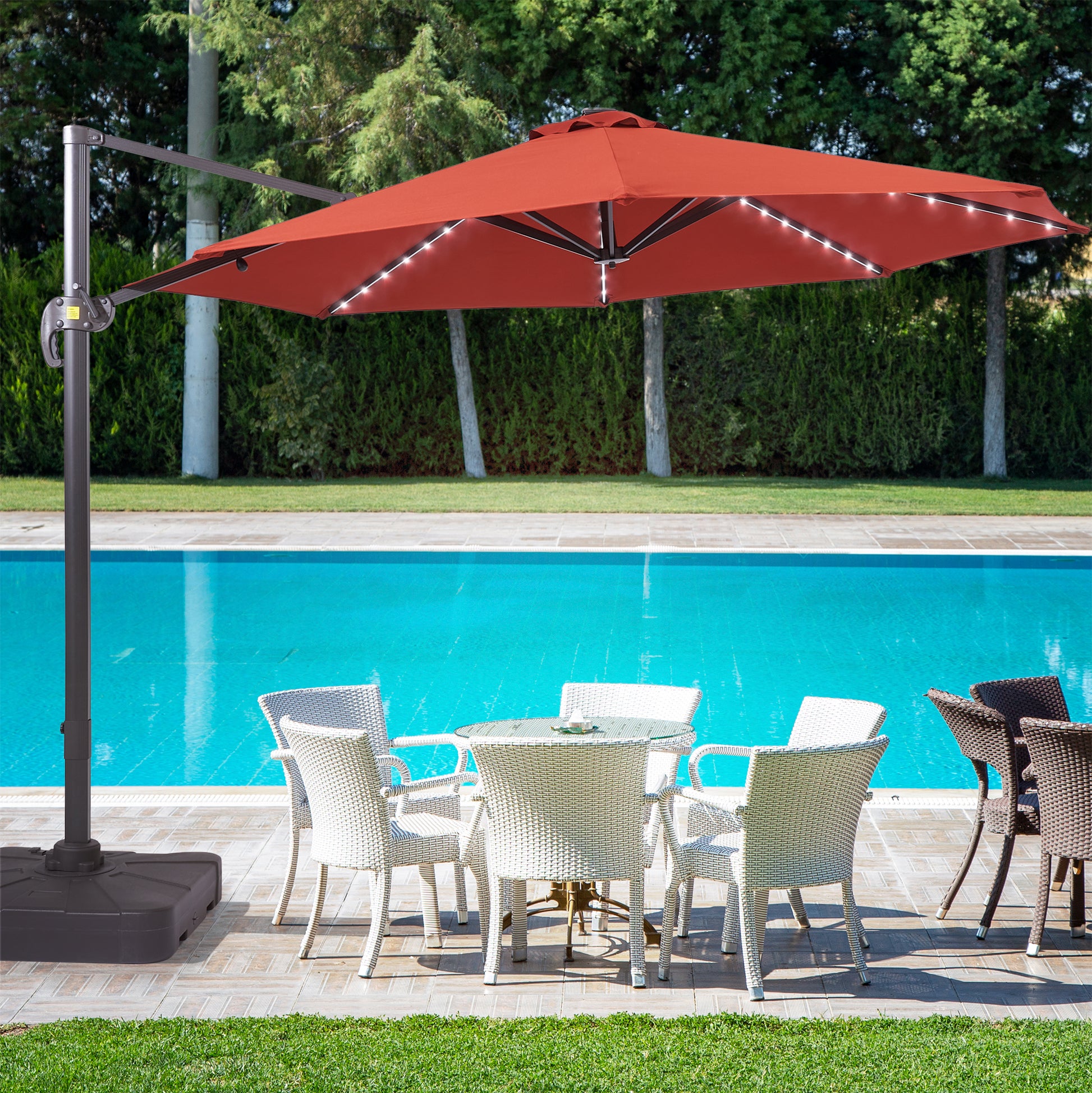 11 FT Solar-Powered LED Lights Patio Cantilever Umbrella – grillncomfort