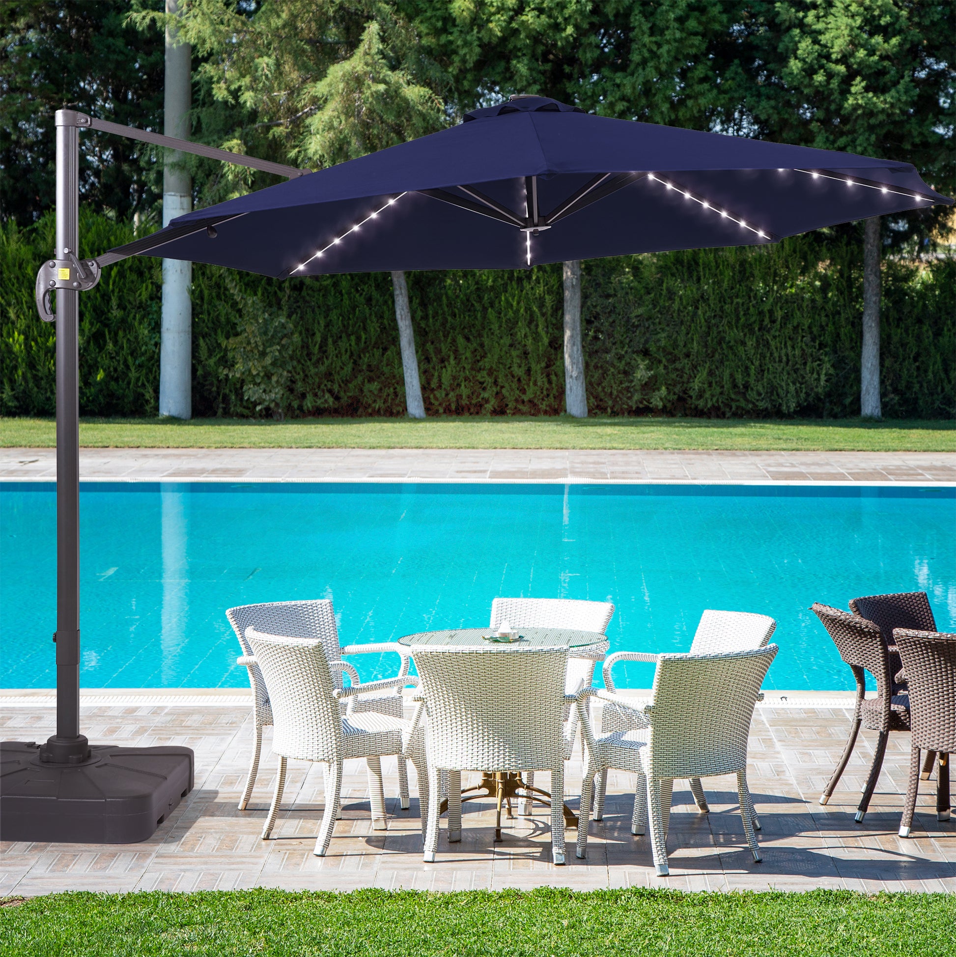 11 FT Solar-Powered LED Lights Patio Cantilever Umbrella – grillncomfort 11 FT Solar-Powered LED Lights Patio Cantilever Umbrella – grillncomfort