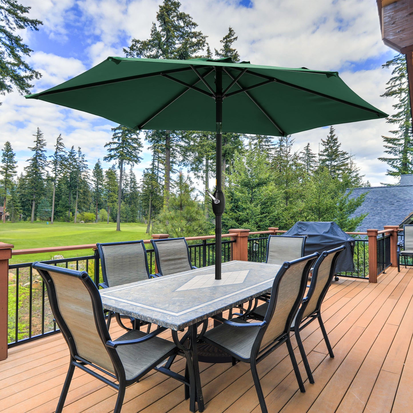 7.5 football patio umbrella Best Choice Products 7.5ft Heavy-Duty Round Outdoor Market Table w/Steel Pole, Push Button Tilt, Easy Crank Lift pole(powder coated steel) Ainfox 7.5ft Patio Umbrella, Waterproof