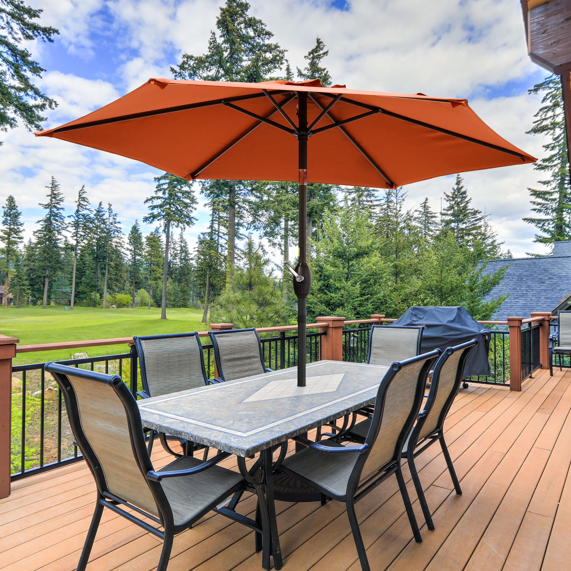 7.5 ft orange patio umbrella Sunnydaze Outdoor with Tilt & Crank, Burnt Orange, 7.5ft Bring classic coastal charm to your outdoor space with this 7.5FT patio umbrella Personalized Orange 7.5 ft x