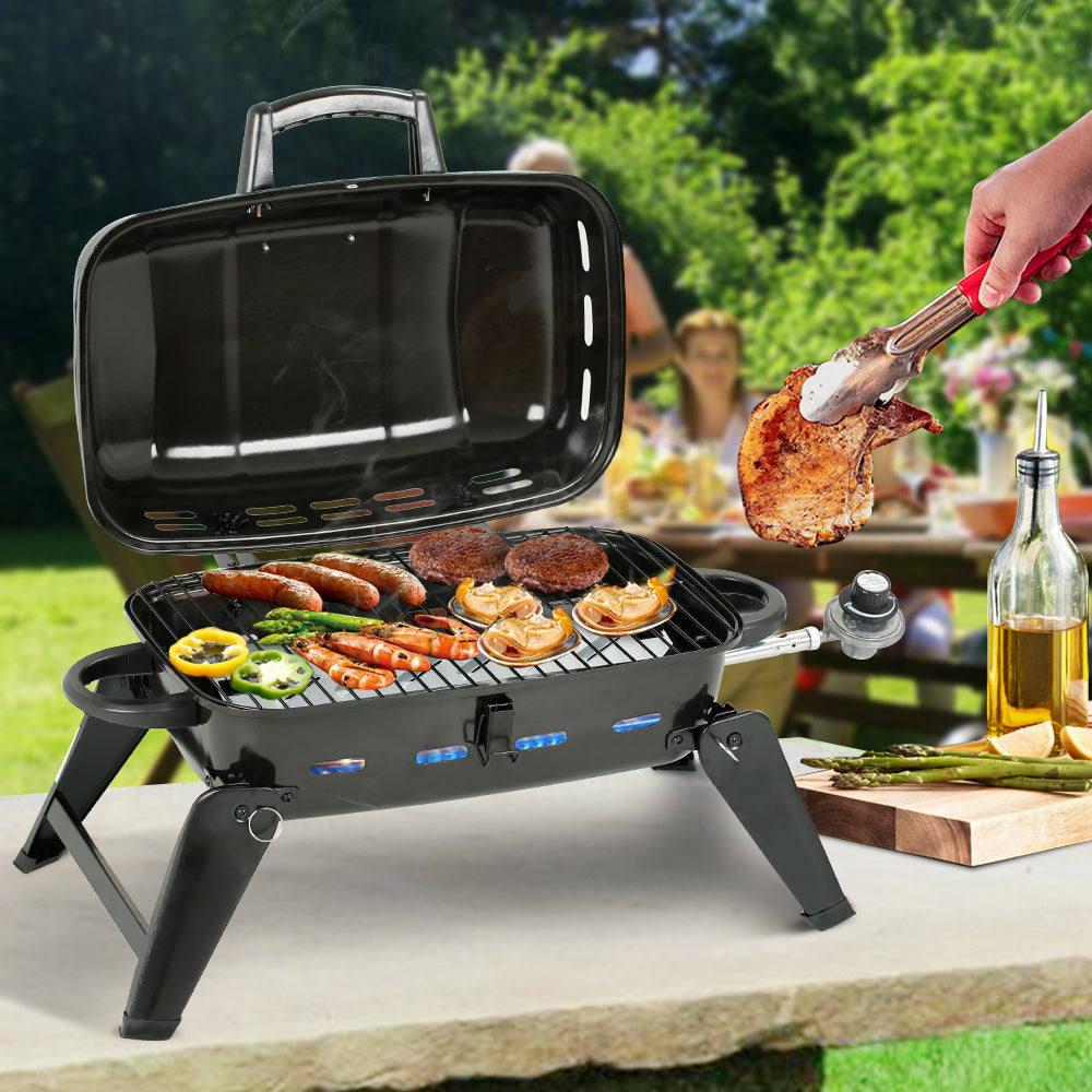 17 In. Portable Grill Propane Grill Folding Tabletop Grill in Black grillncomfort