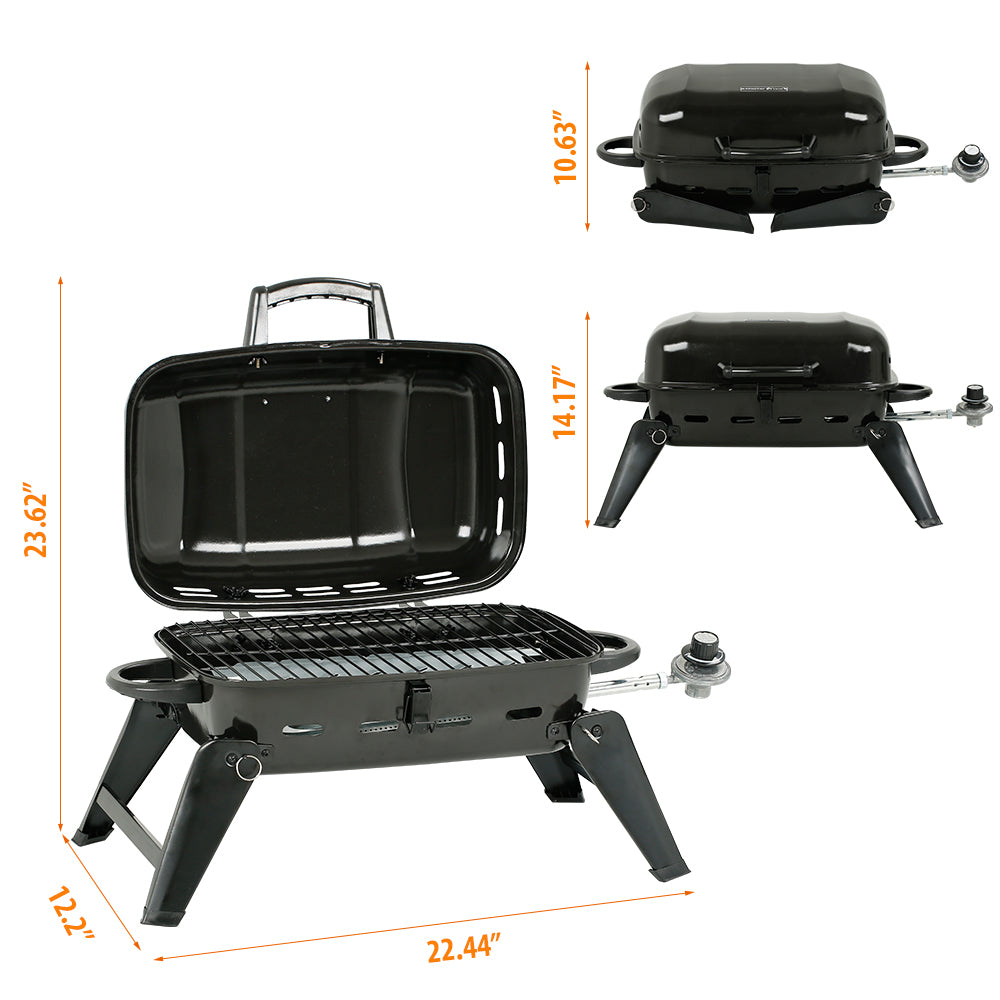 17 In. Portable Grill, Propane Grill, Folding Tabletop Grill in Black