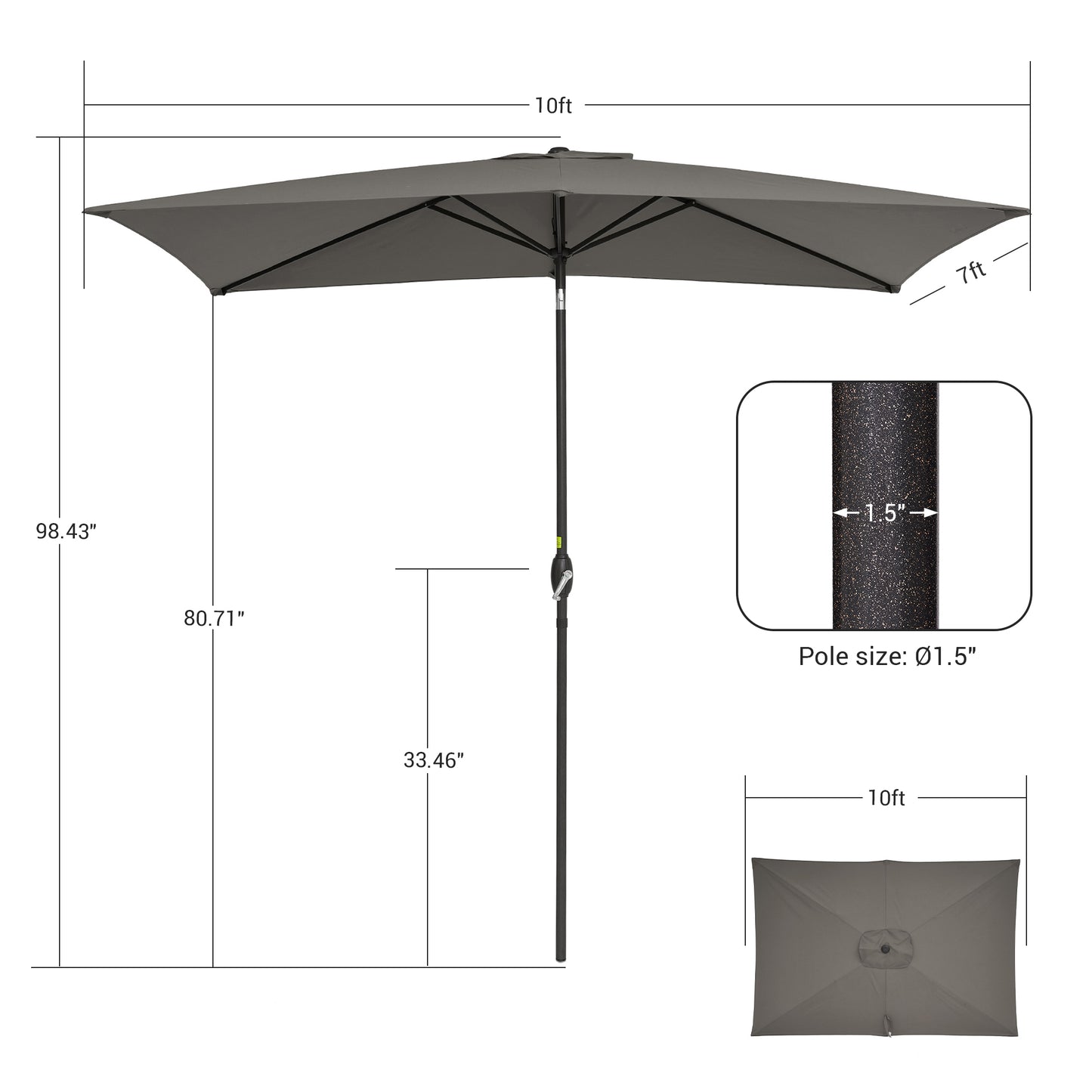 10 x 7 ft Patio Umbrella