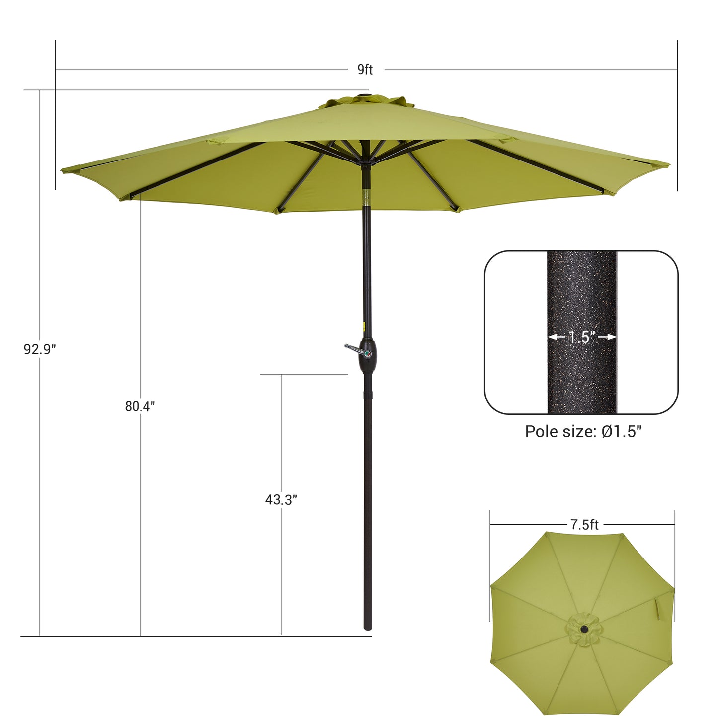 9 ft Aluminum Patio Umbrella