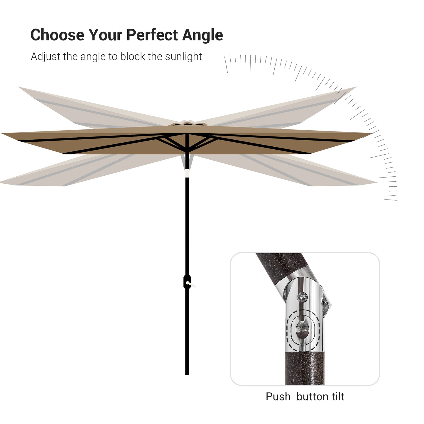 10 x 7 ft Solar-Powered LED Patio Umbrella